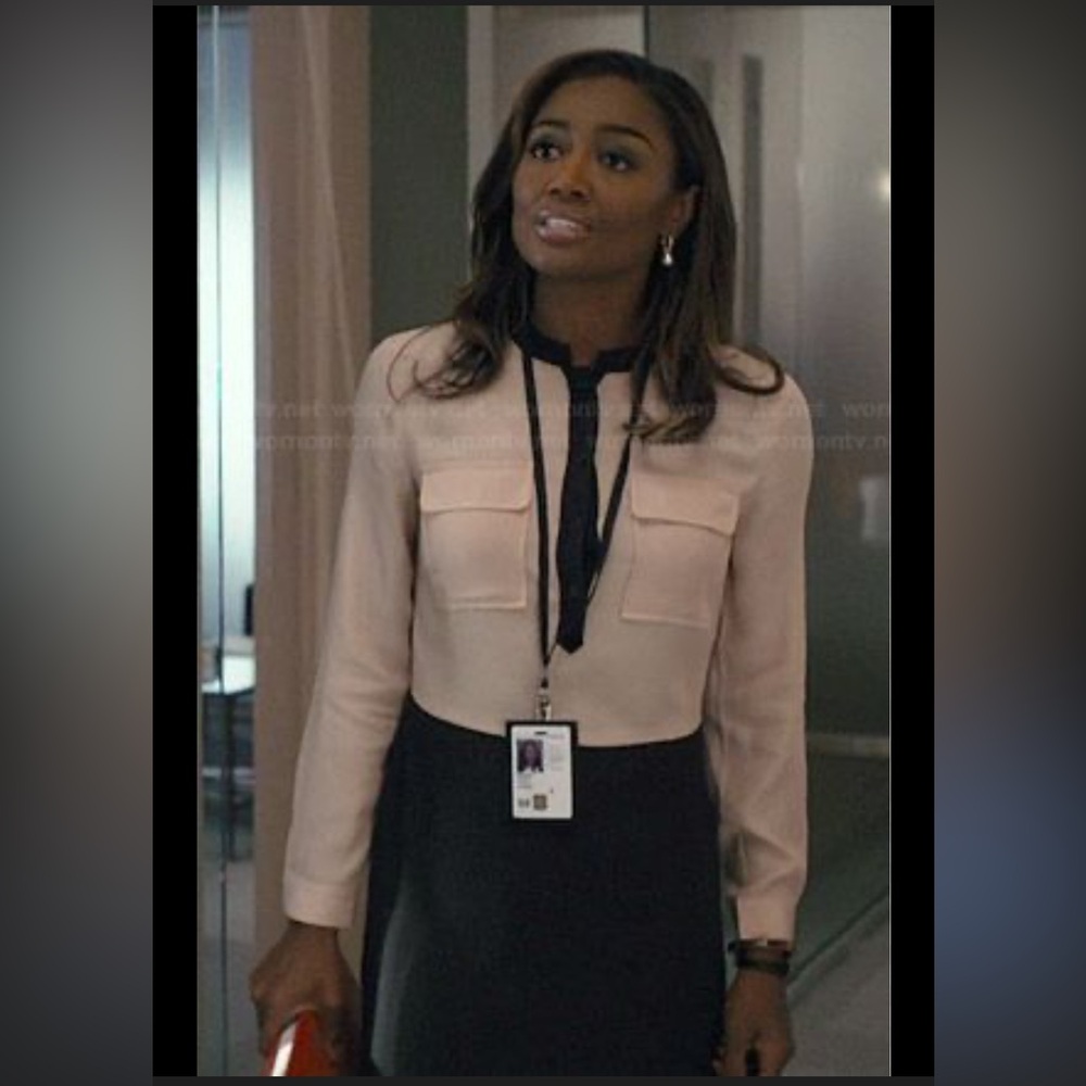 Vince Blush-Pink Blouse with Black Trim sz 6 all silk